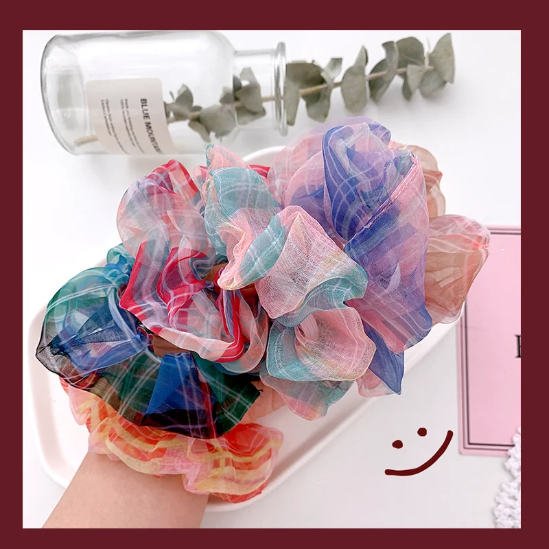 Белое розовое кольцо для волос летние тонкие сетчатые резинки с цветочной