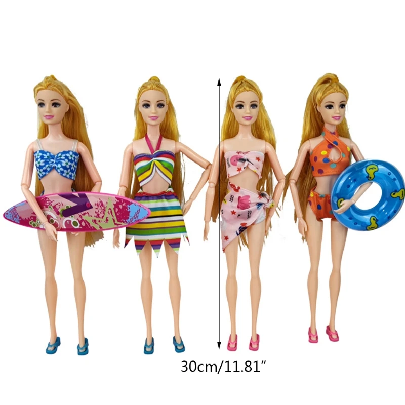 

03KD 30cm/12in Dolls Swimwear Girl Dolls Swimsuit Toddler Gift Dolls Accessories Handmade Dress Up for Pretend Play Game