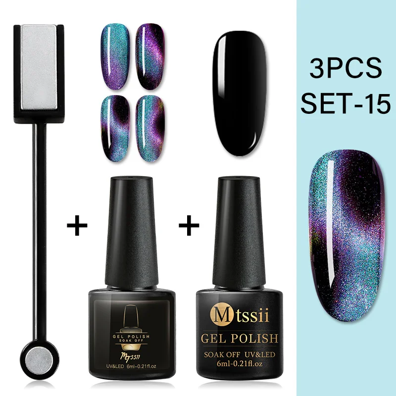 

2/3PCS Cat Eyes Magnetic Nail Polish Magnetic Stick Soak off UV LED Starry Sky Chameleon Nail Gel Polish Magnet Varnishes