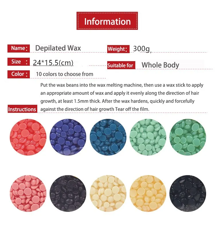 

300g/Pack Wax beans Removing Bikini Face Hair Legs Arm Hot Film Wax Pellet