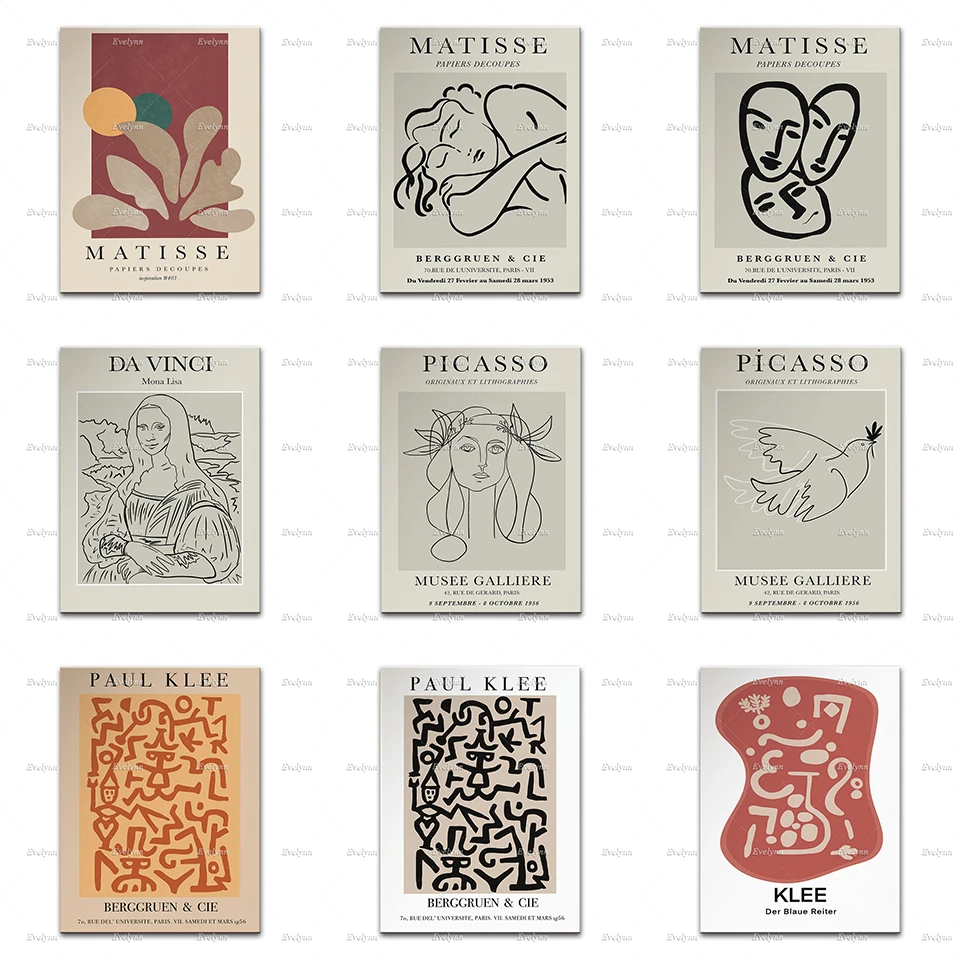 Выставочный плакат Анри матиссе лист абстрактное искусство Пабло Пикассо Декор