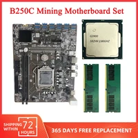 b250c btc mining motherboard set combo riser card usb3 0 pcie x16 lga 1151 ddr4 processor g3900 cpu graphics card eth miner
