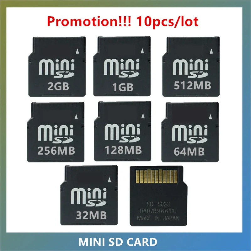 Карта Памяти MiniSD 10 шт./лот 64 Мб 128 256 512 МБ 1 ГБ 2 Гб мини SD карта памяти MINISD|Карты