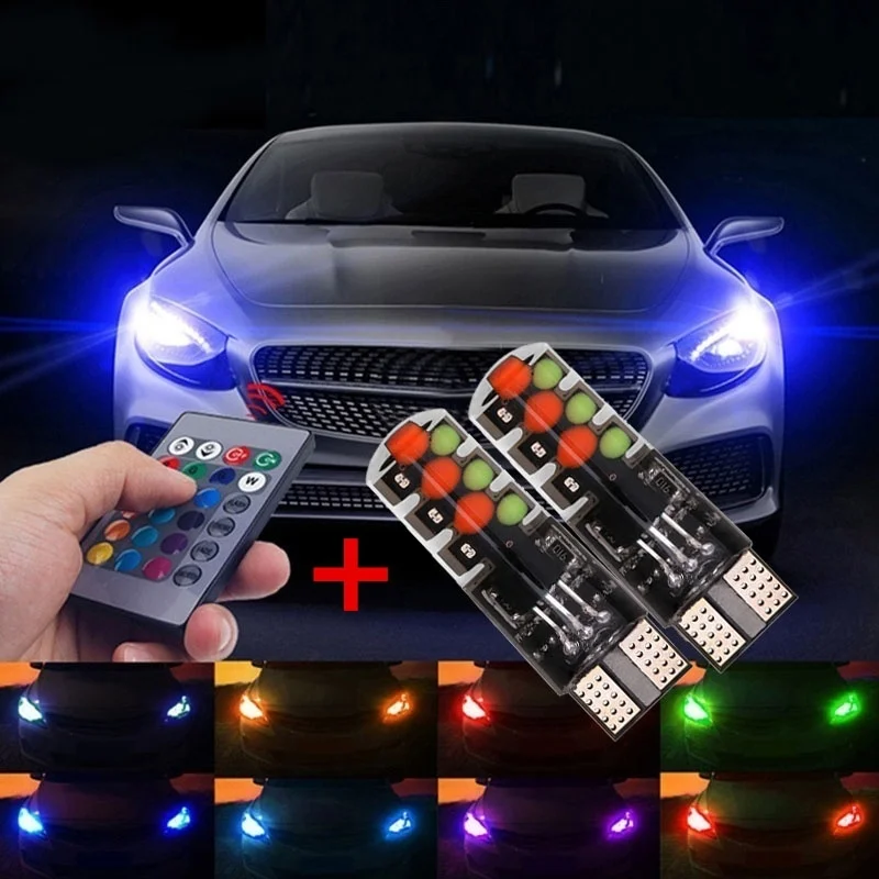 

3Pcs/set Led W5W T10 RGB Clearance Light Car RGB COB 12SMDs Colorful Multi Mode Car Light Bulbs with Remote Controller
