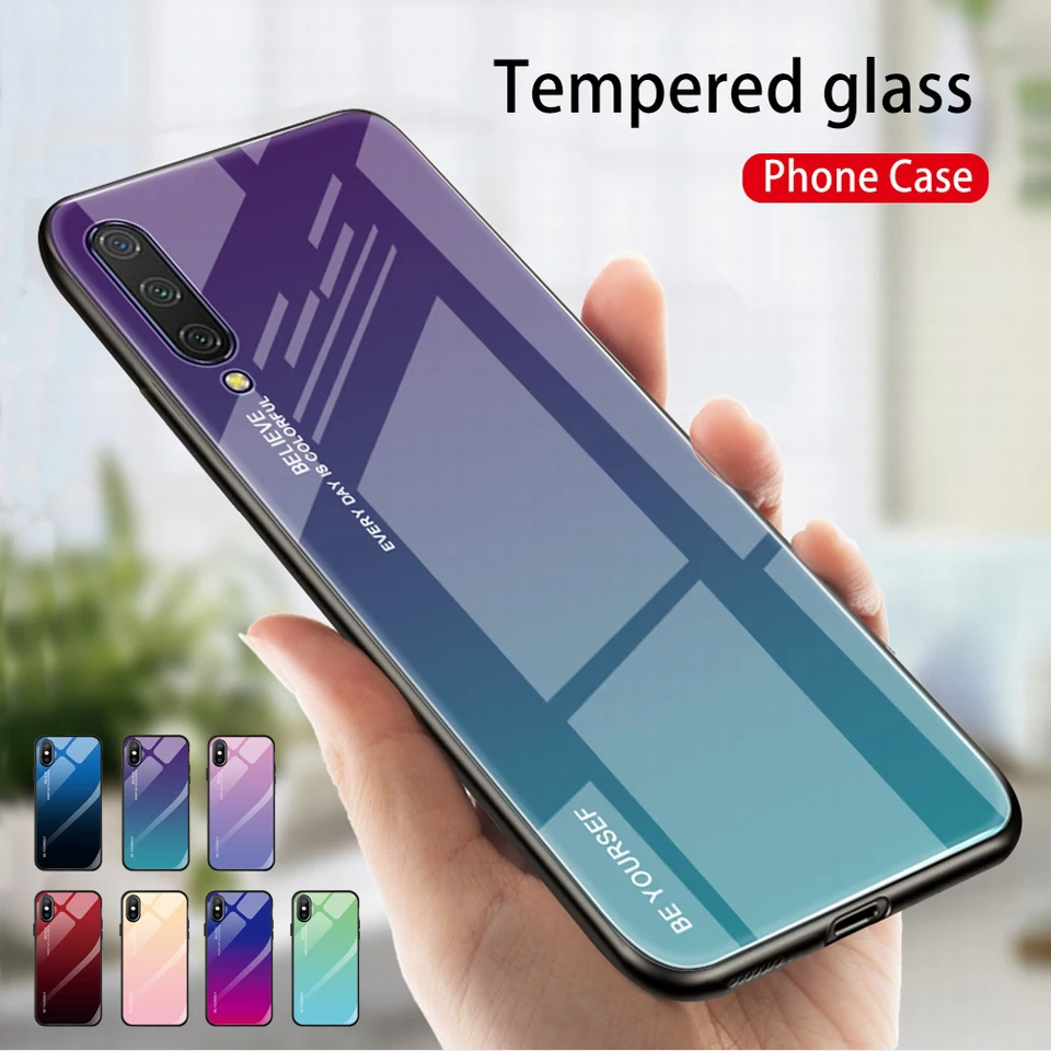 Градиентный чехол из закаленного стекла для Xiaomi Mi A3 A2 A1 Lite 8 9 SE Xiomi Poco F1