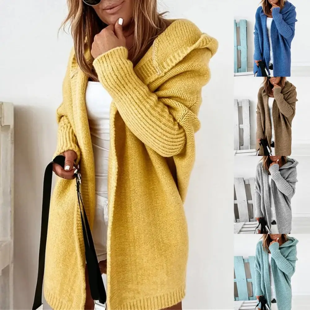 

Women Casual Solid Color Jacket Coat Autumn Winter Fashion Long Cardigan Women Fashion Harajuku Loose Hoodies Knitted Sweater