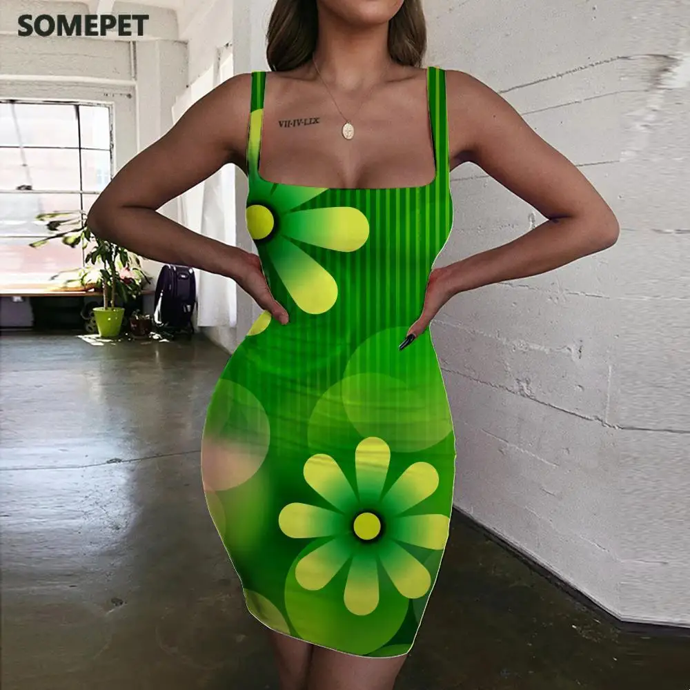 Женский зеленый сарафан с лямкой на шее без рукавов