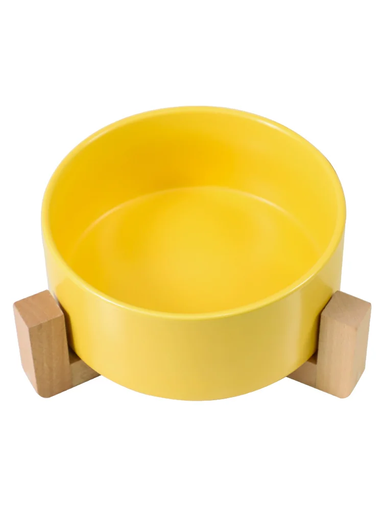 

Colorful Stand Cat Bowl Single Bowl Creative Elevated Feeders Cat Bowl Ceramic Wooden Gamelle Pour Chat Pet Supplies YY50CB