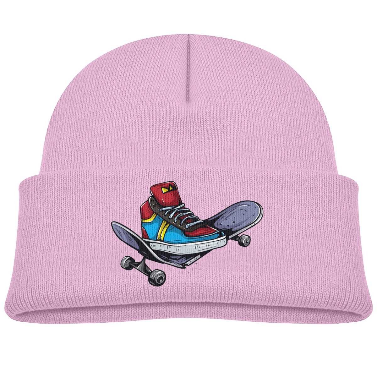 Детские вязаные шапки шапка спортивная обувь и скейтборд детские с черепом
