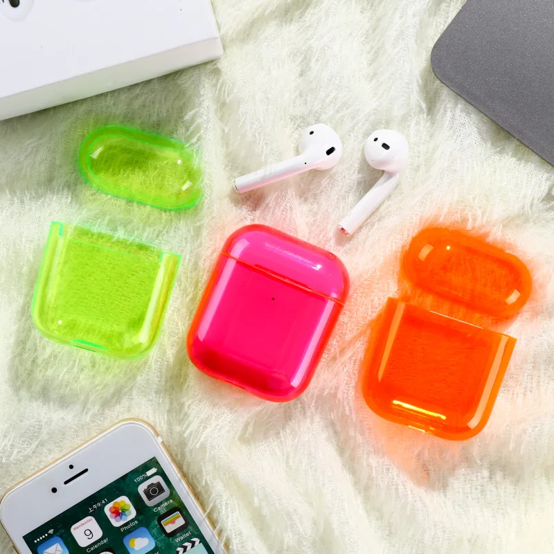 

Fluorescence Color Earphone Case For Apple Airpods Pro Cases Wireless Earphone Cover For Airpods 2 1 Headset Transparent TPU Box