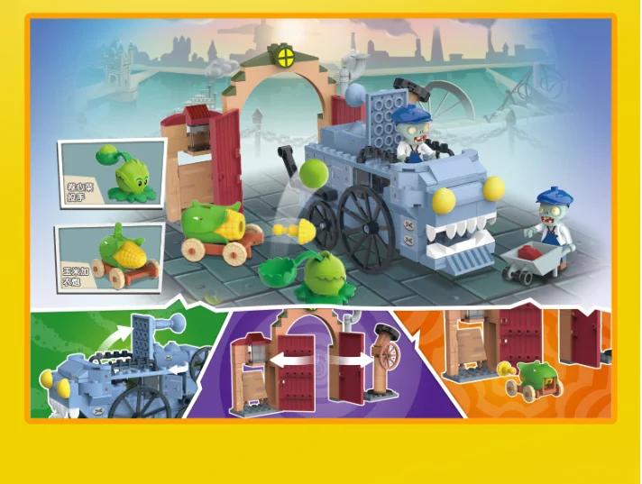 

Gyro Burst Plants Vs Zombies Kids Game Arena Building Blocks PVZ Action Figures Role Play Model Toy Collection Gifts