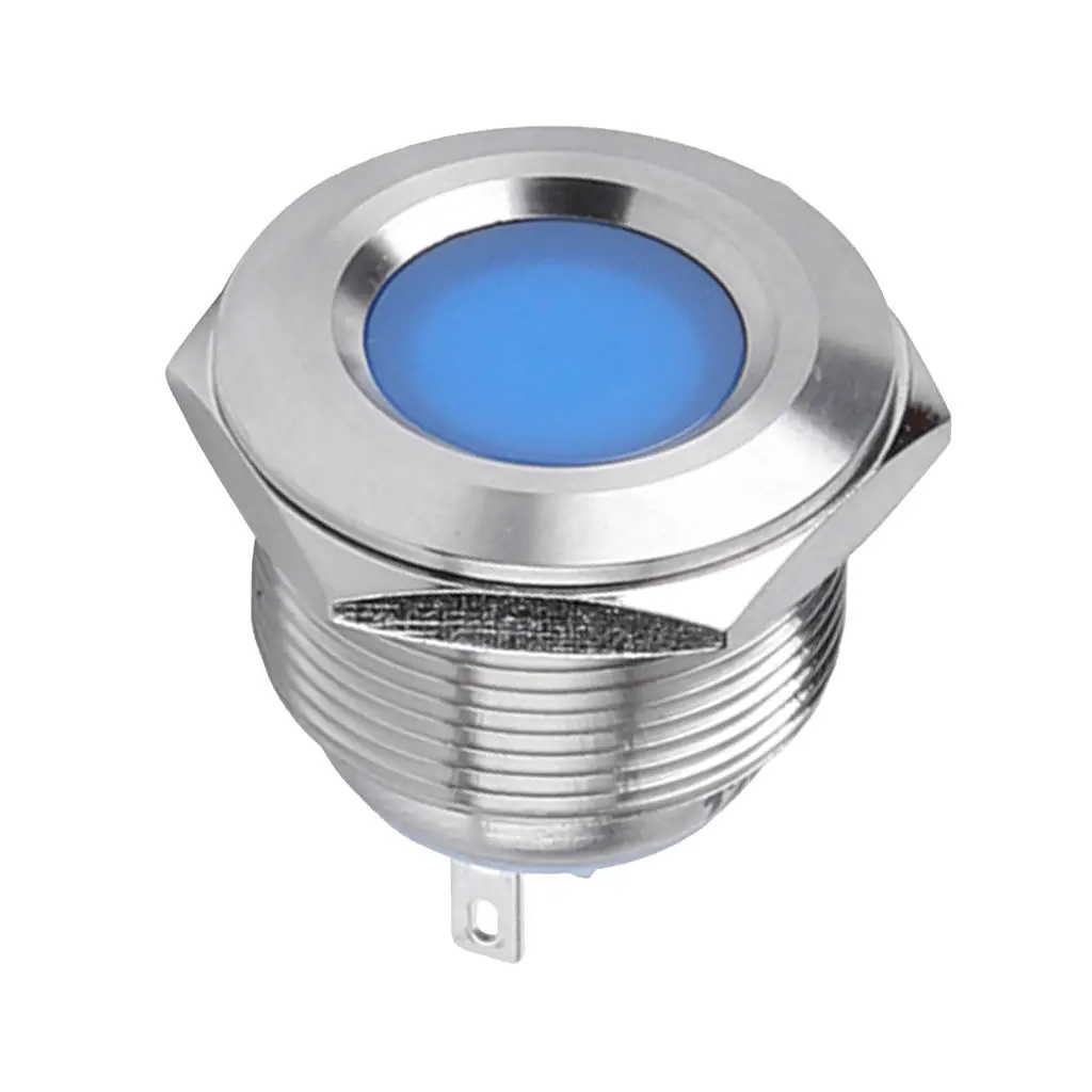 

22 мм 12 В Водонепроницаемая стандартная синяя сигнальная лампа с вогнутой головкой.