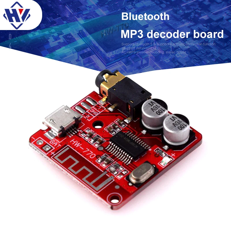 MP3 Bluetooth 5.0 decoder board car speaker amplifier board modified diy audio receiving module wireless decoder lossless 3.7-5v