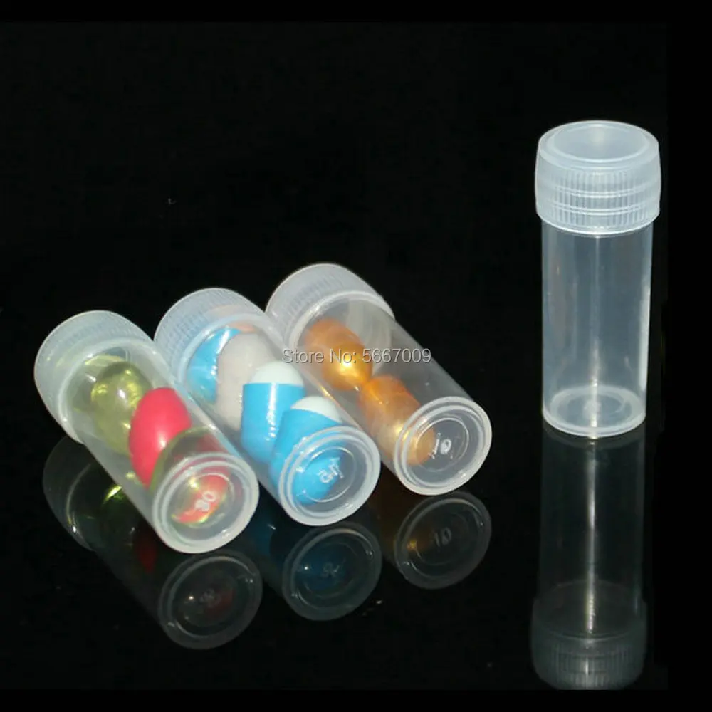 500Pcs Lab Plastic 5ml Sample Bottle Small Vial Medicine Pill Powder Capsule Storage Container | Laboratory