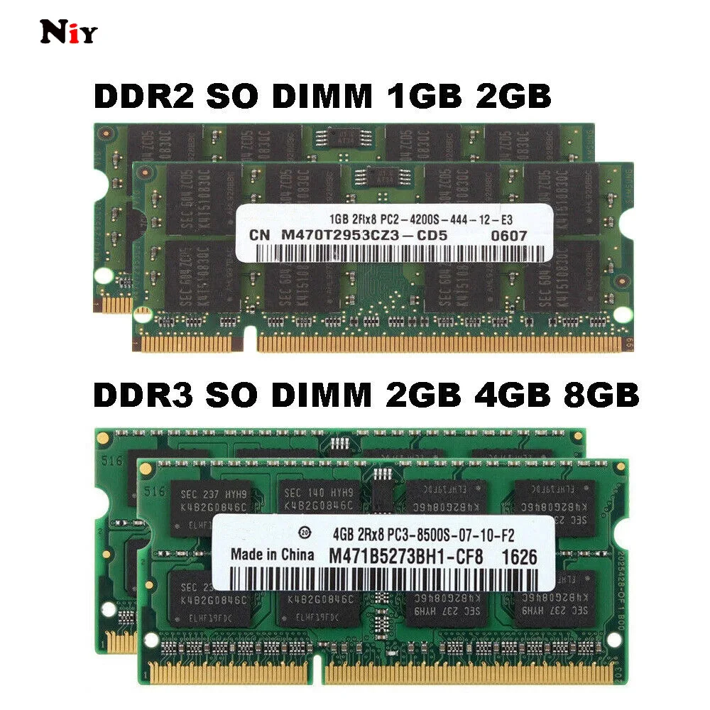 

Samsung RAM 1GB 2GB 4 GB 8 GB DDR2 DDR3 5300 6400 10600 12800 Laptop Memory