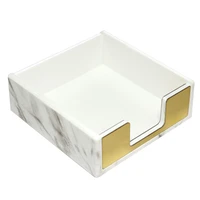 office desk accessories oragnizer sticky note holder memo card paper pad dispenser marble white texture gold
