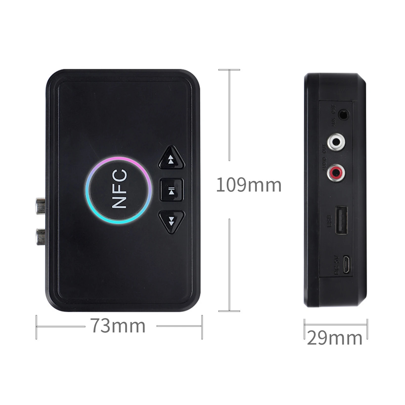 

NFC 5.0 Bluetooth Receiver A2DP AUX 3.5mm RCA Jack USB Smart Playback Stereo Audio Wireless Adapter For Car Kit Speaker