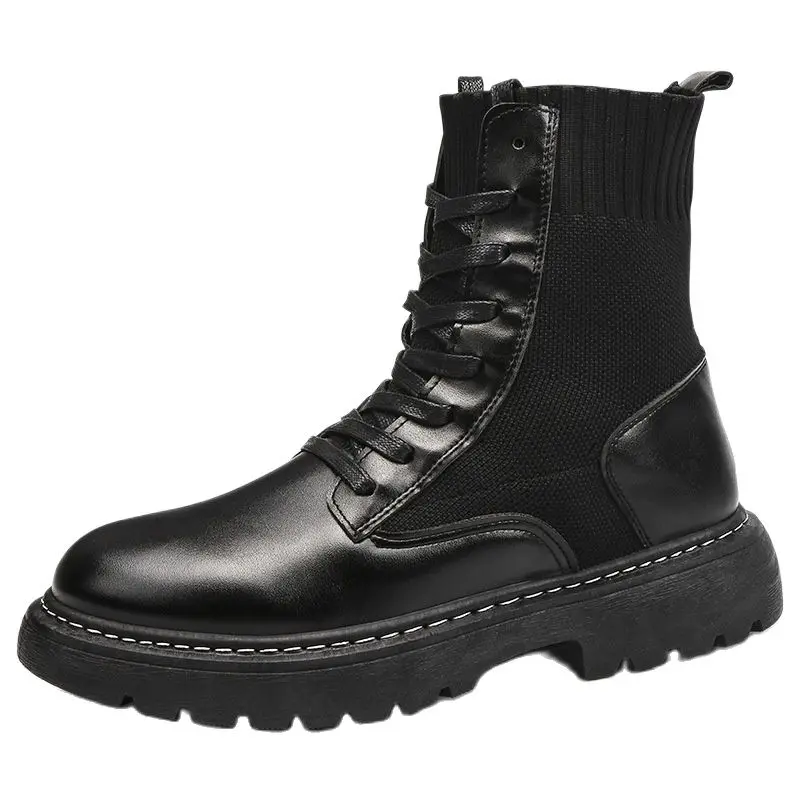 

Martin Boots Men's High Help Leather Boots English Plus Velvet Snow Boots Autumn/Winter 2021 New Boots Socks Mouth Men's Boots