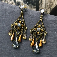 s459 fashion jewelry womens vintage earrings hollow out flower geometry crystal rhinstone dangle earrings