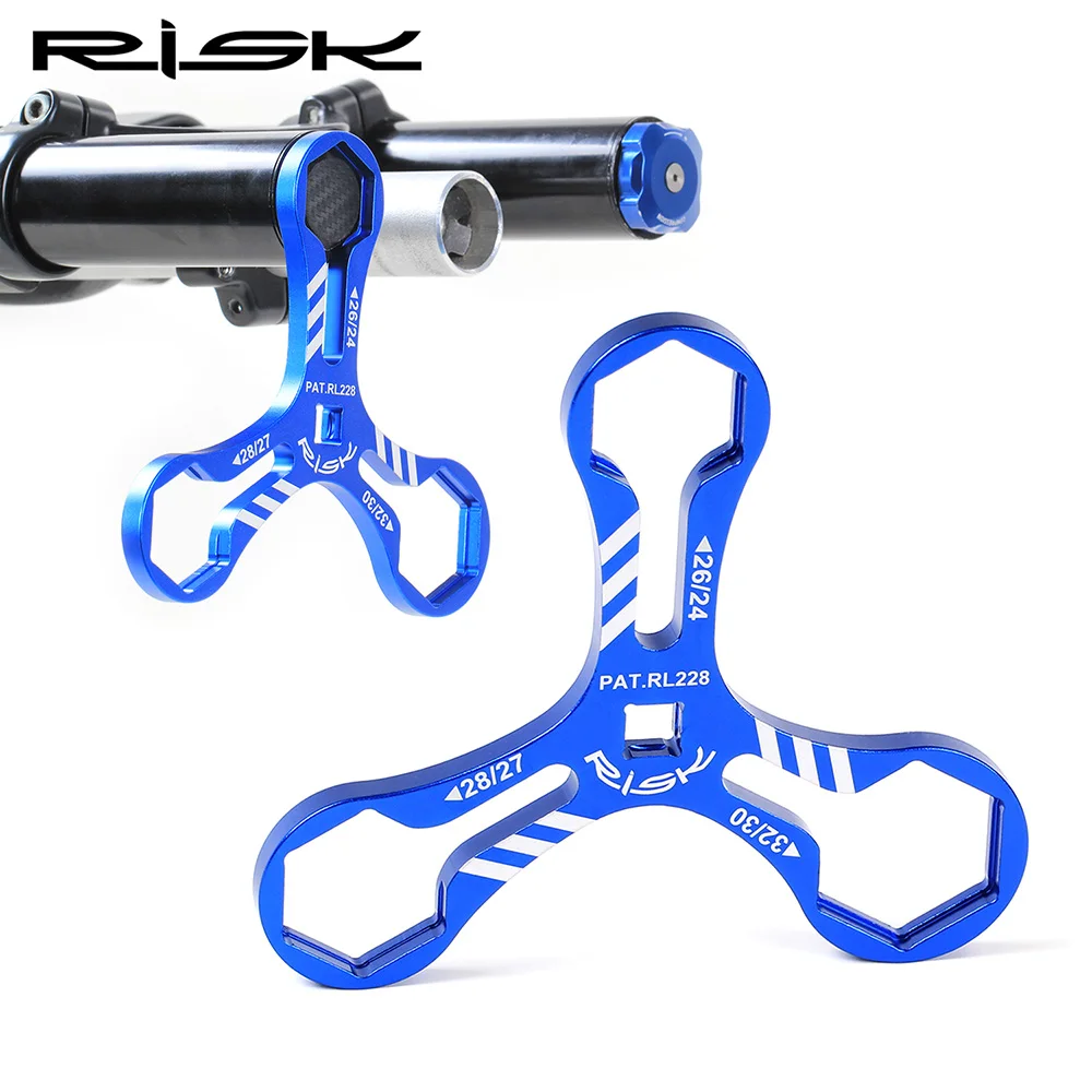 

RISK RL228 6 in 1 Bike Front Fork Tools Aluminum Bicycle Fork Cap Wrench Install/Removal Repair tool for 24/26/27/28/30/32mm