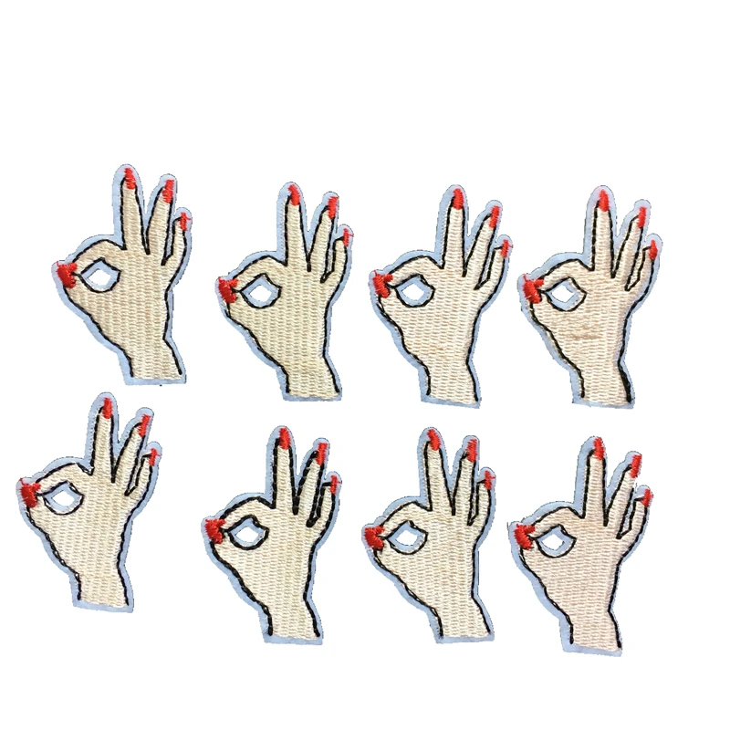 DD 20 шт./лот маленькие жесты OK Victory патчи термоклейкие нашивки для одежды сумок