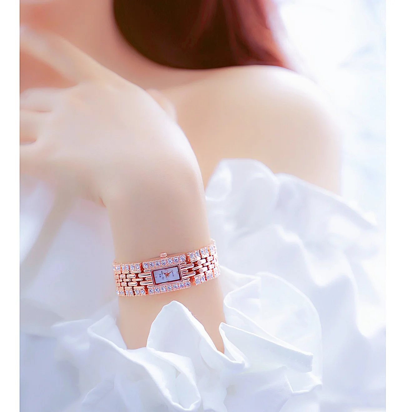 Лидер продаж роскошный браслет с бриллиантами женские часы корейский маленький