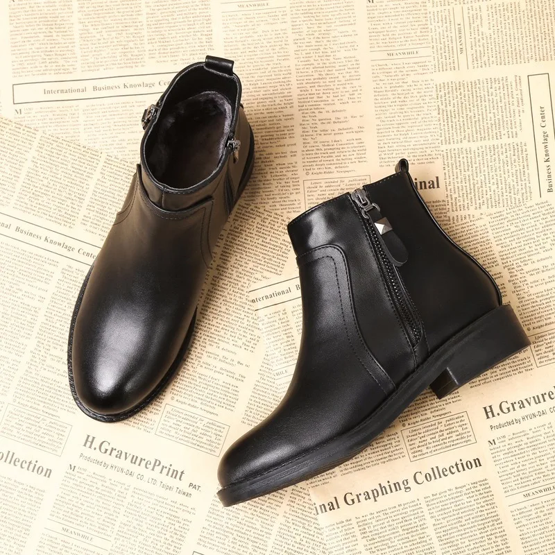 Зимние черные модные зимние ботинки Botas de nieve femeninas повседневные мотоциклетные