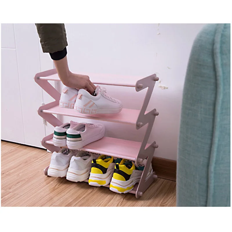 &quotZ" Shape Shoe Rack Tower Organizer Cabinet Entryway Stackable Storage Shelf Unit with 4-Tier Durable Stainless Steel | Мебель