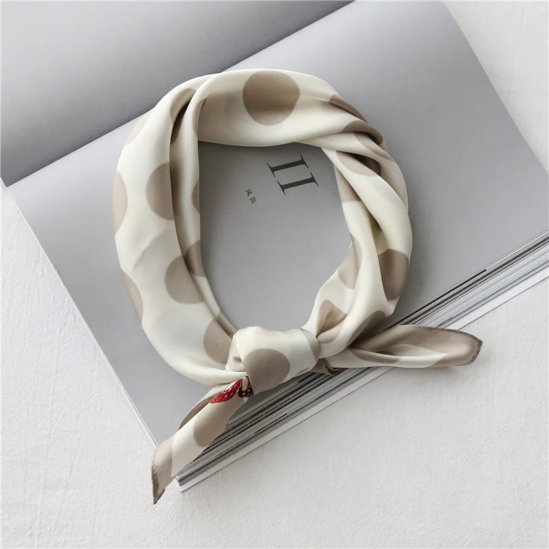 Женский винтажный шарф в горошек на шею Элегантный Модный платок бандана