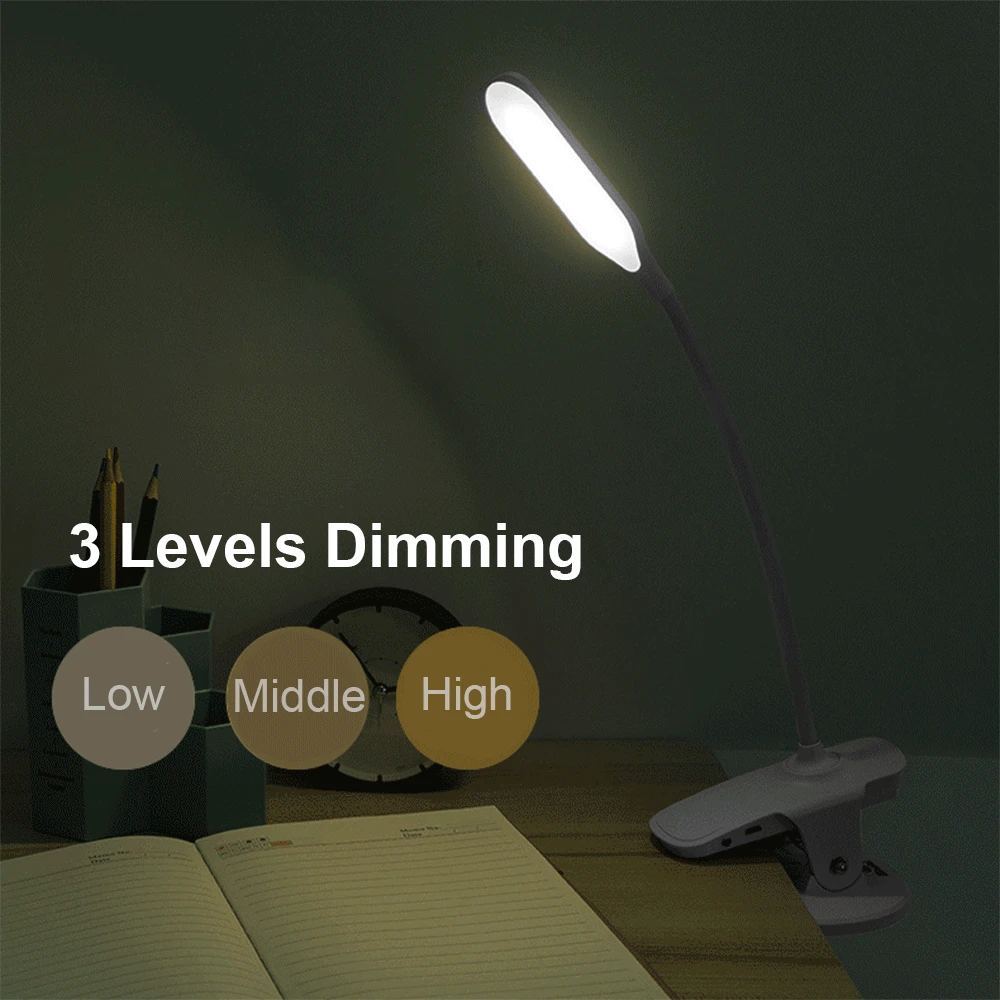 Настольная лампа с зажимом 1250 мА/ч перезаряжаемый светодиодный светильник