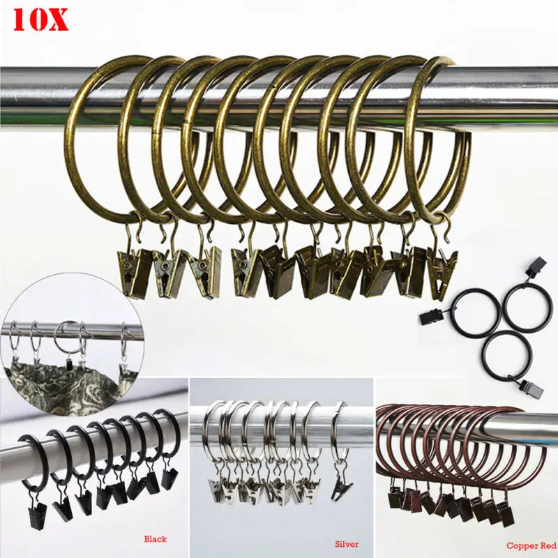 10 шт./упак. высокого качества Душ Шторы кольца зажимы драпировкой для Стержень
