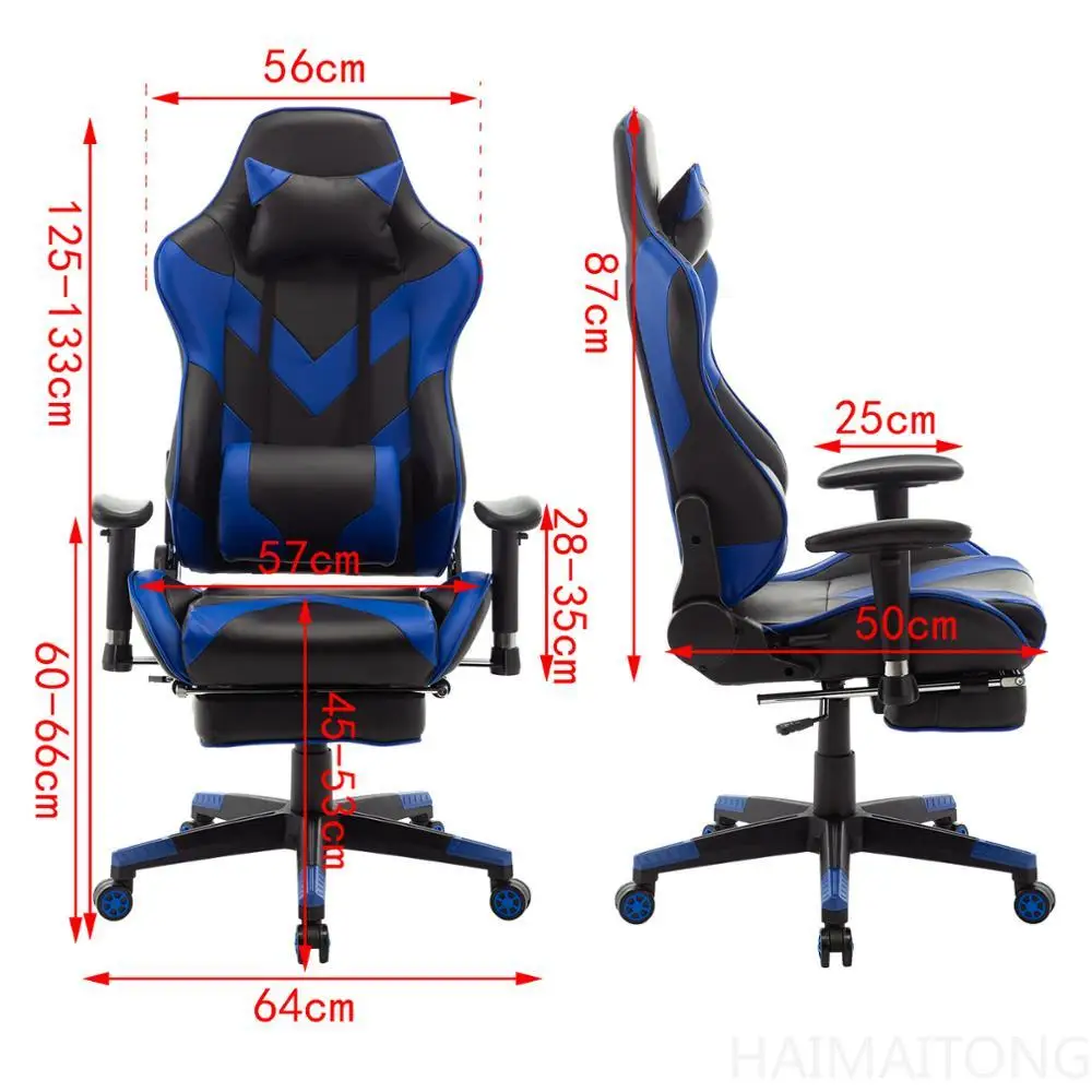 

Swivel Computer Desk Chair Office Chair Racing Gaming Chair Faux Leather Seat with 155Tilt Reclining Lumbar Cushion Relaxing