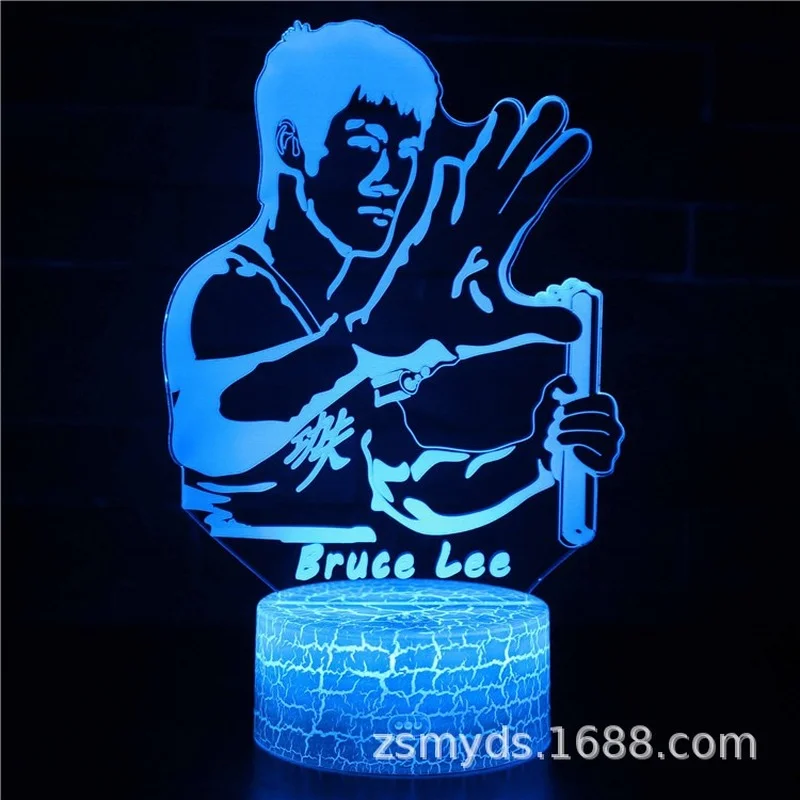 

3D ночсветильник в виде чемпиона кунг-фу из Диснея, Брюса Ли, светодиодная цветная настольная лампа, украшение интерьера, подарок для детей