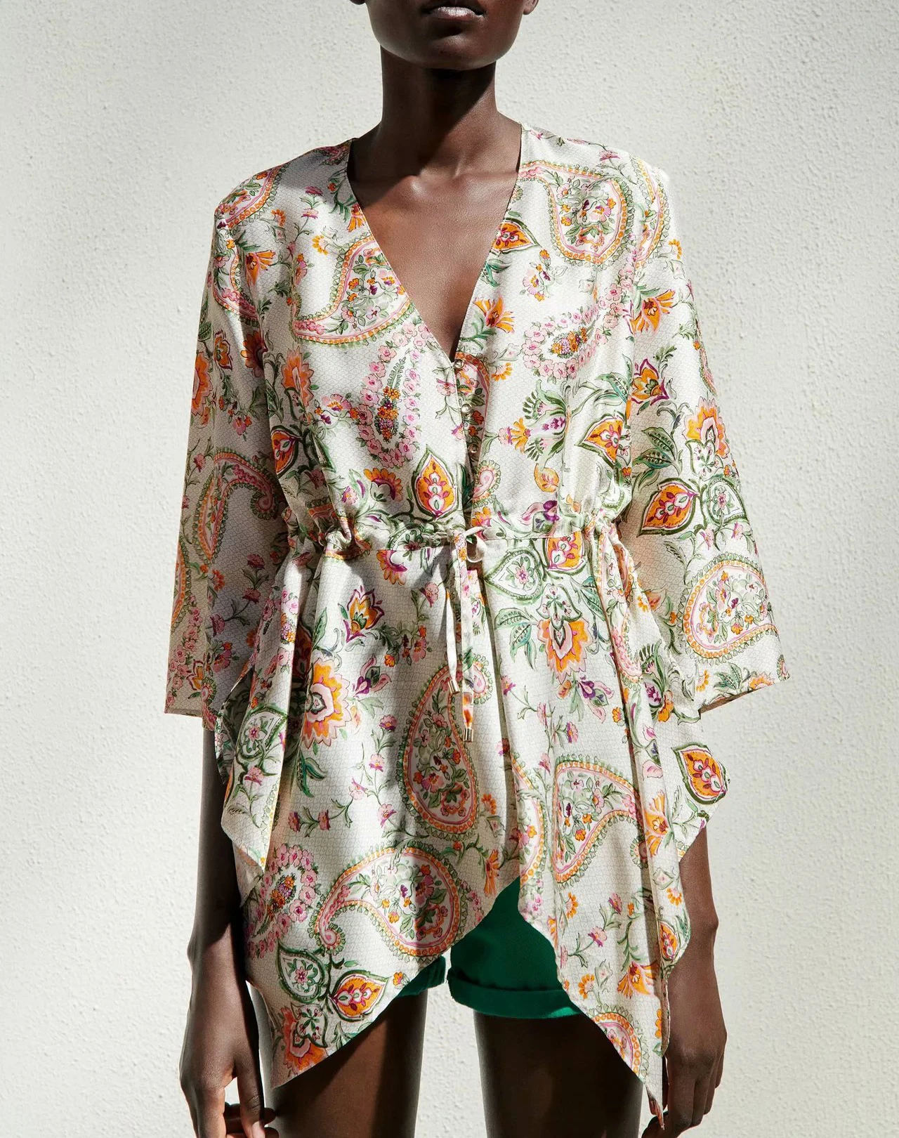 Фото Асимметричная блузка с цветочным принтом рубашка большого размера Блузка Топ