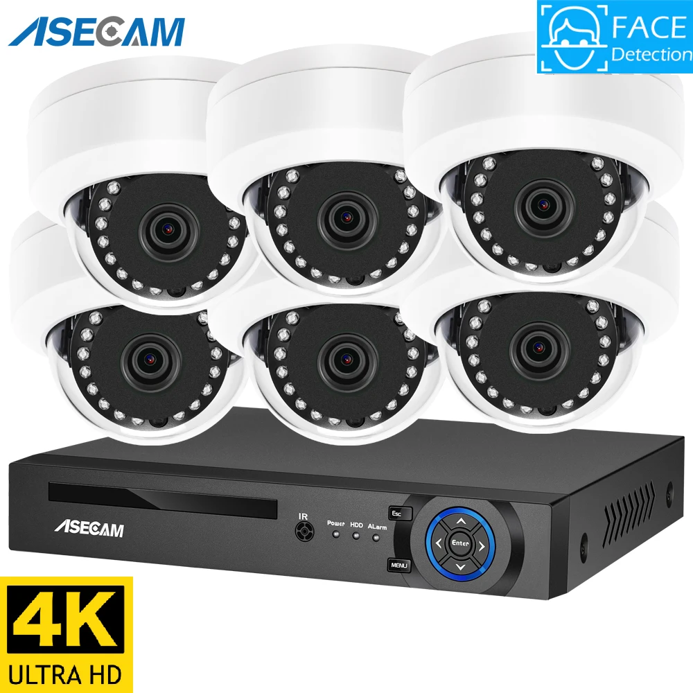 

8MP 4K Face Detection Security Camera System POE NVR Kit CCTV Video Record Outdoor Dome Home AI Human Surveillance Camera Xmeye