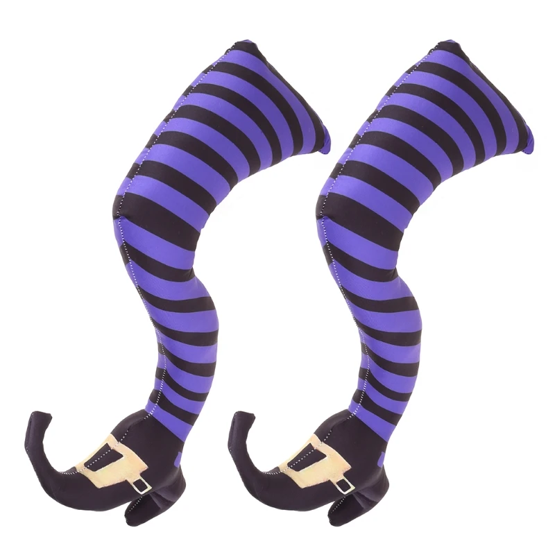 

1 Pair Halloween Evil Witch Legs Props Upside Down Wizard Feet with Boot Stake Ornament Decoration for Front Yard Courtyard Lawn