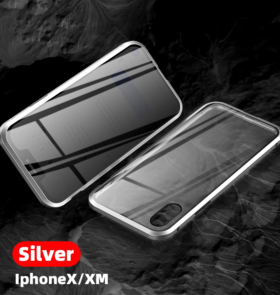 Защитный Магнитный чехол из закаленного стекла для iPhone 11, 11pro, XS MAX, XR, X, противоскользящий магнит, металлический бампер для iPhone 8, 7, 6, 6S Plus