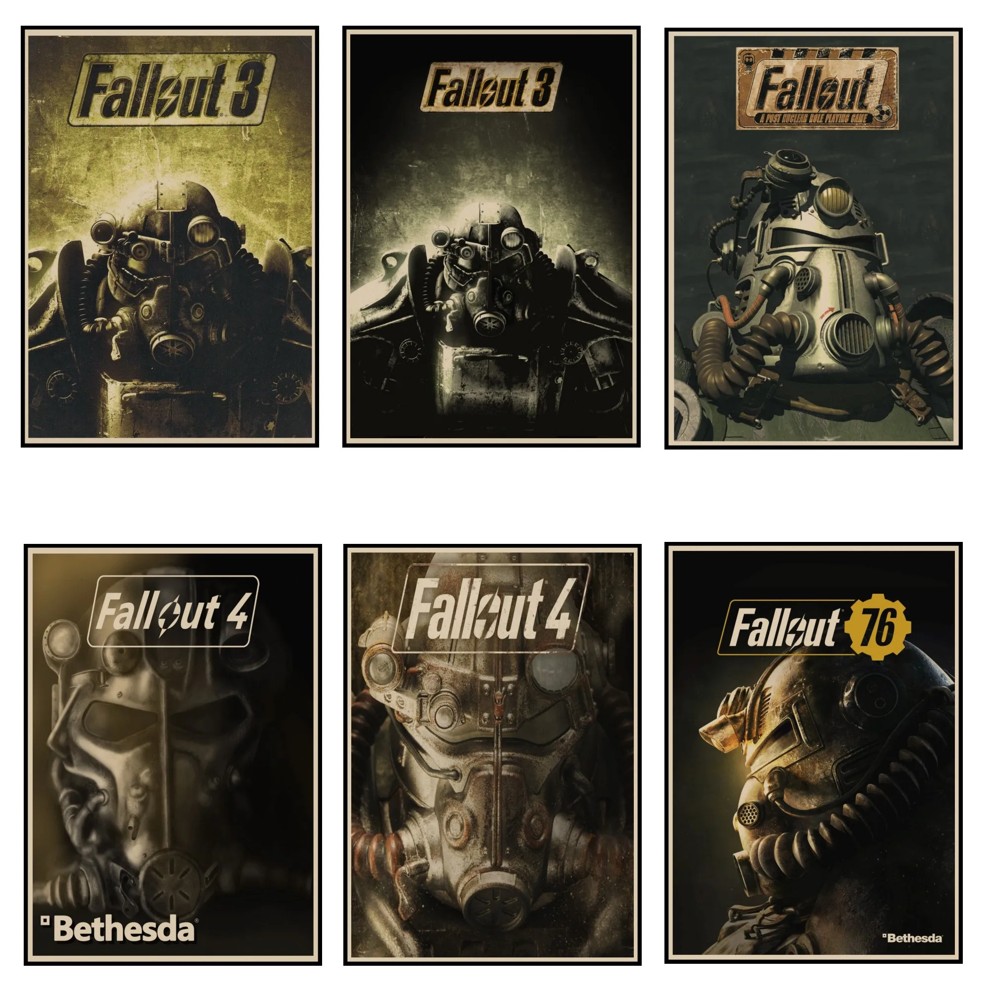 Игровой плакат Fallout 2 3 4 украшение для дома игровой из крафт бумаги наклейки на