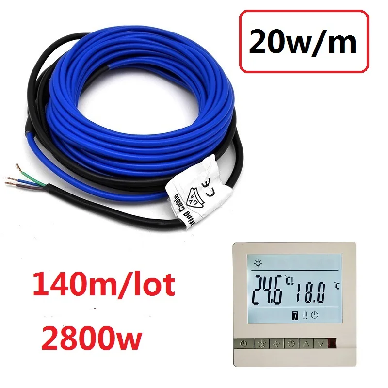 140 м/лот 2800 Вт Инфракрасный нагревательный кабель 220V 20 Вт/м Твин-проводник тапочки с вышитым узором в виде оленей провода подъездной дороги для таяния снега