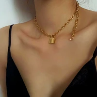 stunning titanium padlock pendant statement necklace women jewelry hiphop punk designer t show runway gown sweety boho rare