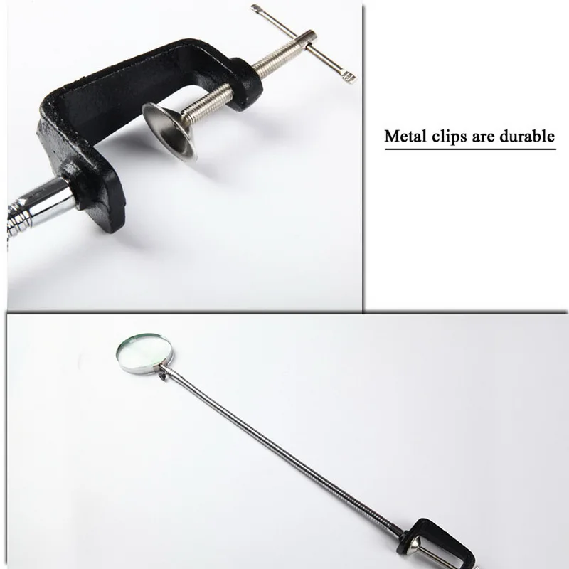 5X LED Illuminating Magnifier Metal Hose Magnifying Glass Table Reading Lamp With Clamp Adjustable Gooseneck | Инструменты