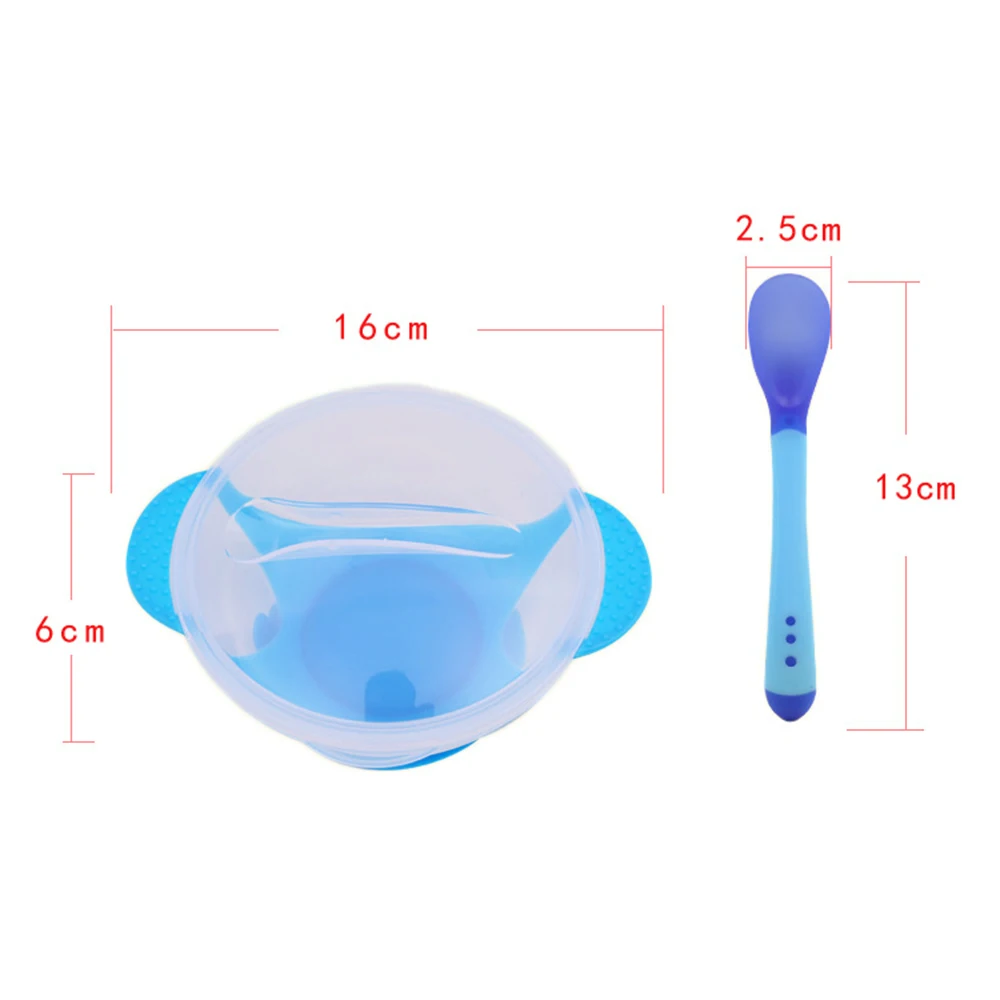 

Baby Sucker Bowl Children's Tableware Baby Learning Dish with Bowl Set PP Temperature Sensing Baby Feeding Bowl Spoon Dishes