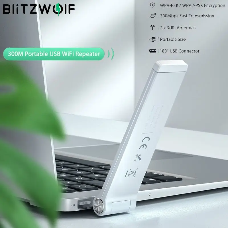 BlitzWolf BW NET4 Беспроводной ретранслятор 300 Мбит/с USB беспроводной Wi Fi портативный WiFi