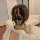 Женская заколка для волос в виде бабочки, серебристого цвета