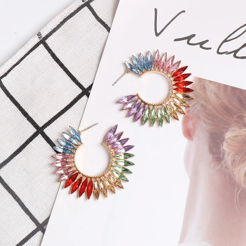 Boho серьги-кольца Многоцветный Круглый Большой богемные серьги женские модные длинные Brincos серьги ювелирные изделия Oorbellen