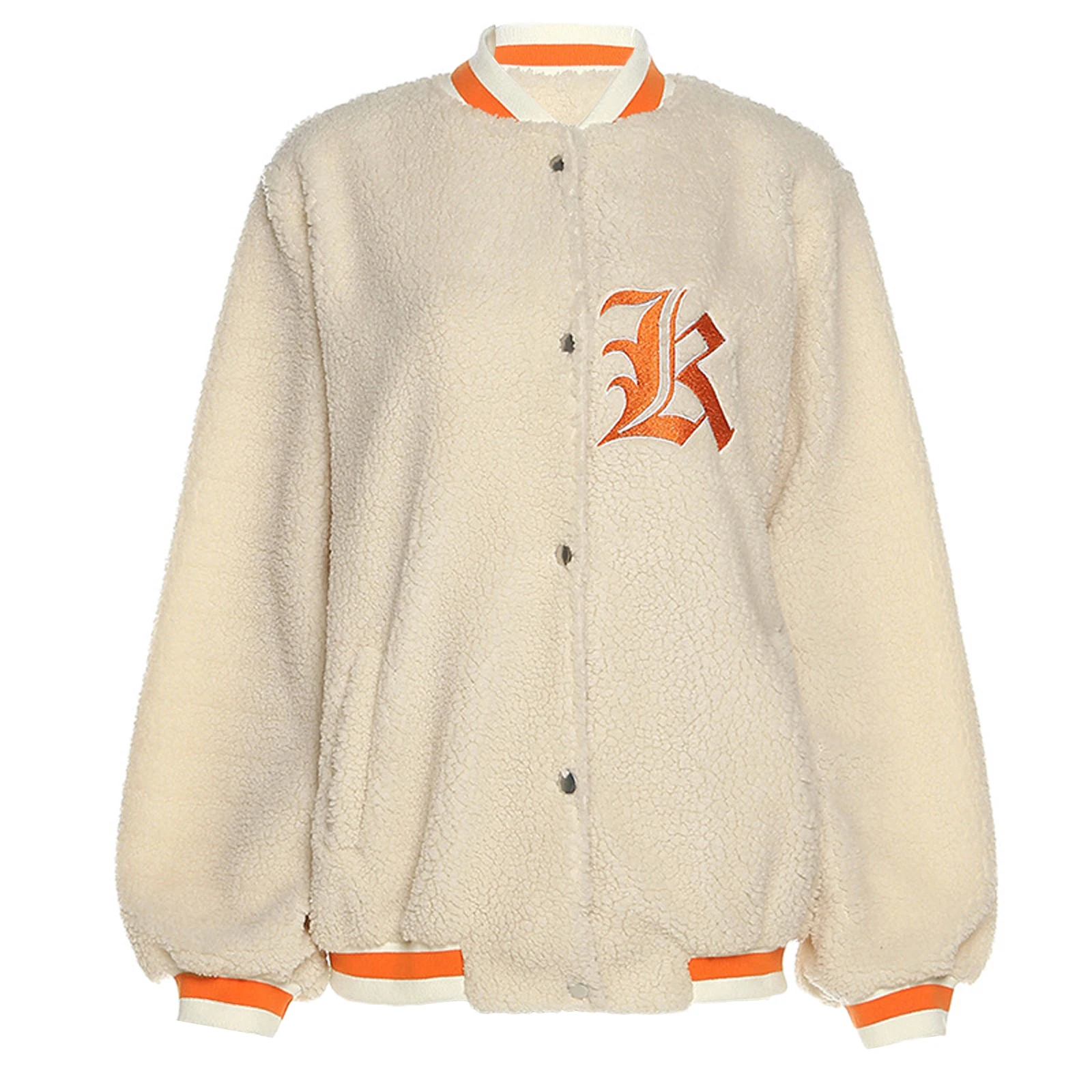 

Женская куртка из овечьей шерсти, Повседневный Кардиган с длинным рукавом и круглым вырезом, с вышивкой и надписью для взрослых