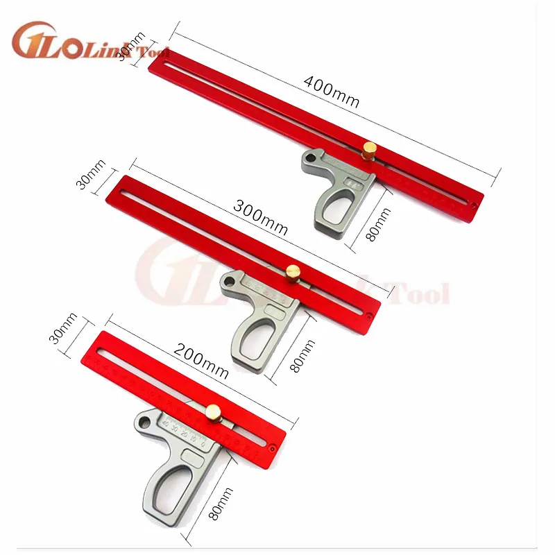200/300/400mm 45 degree ruler Aluminum Woodworking Ruler Height Ruler Woodworking Scribe Woodworking Scribe Gauge Measuring Tool