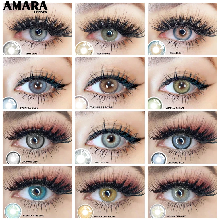 Цветные контактные линзы AMARA 1 пара для глаз серии OMG мягкие красивые