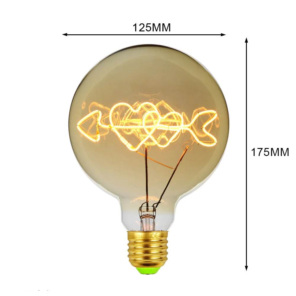 G125Arrow Марочные шарики edison домашняя декоративная светодиодная лампа накаливания 4 Вт с регулируемой яркостью G125Love Home Yes Note Copid's Arrow настольная лампа - Испускаемый цвет: G125Arrow