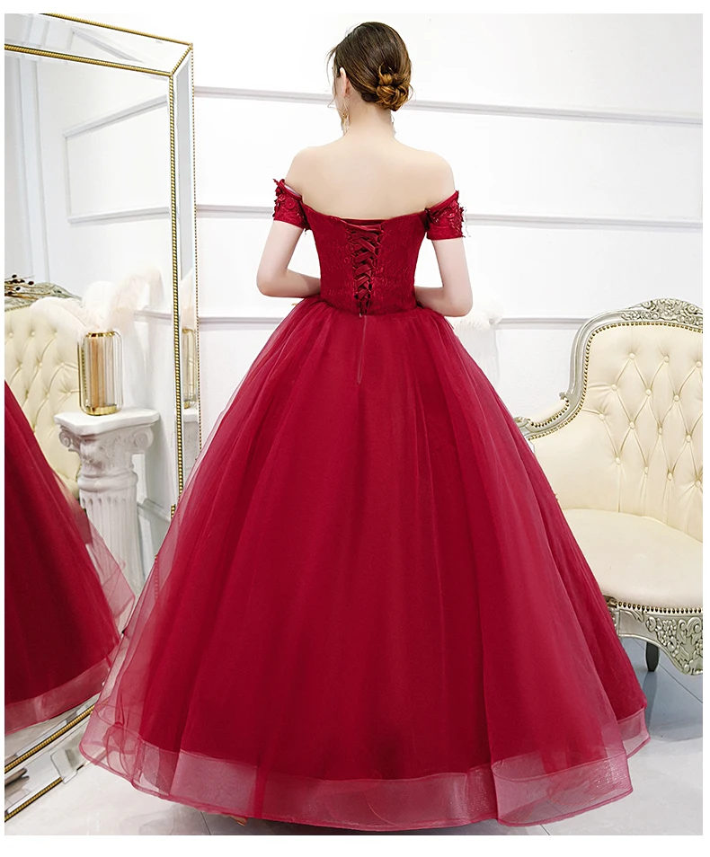 Винно красное бальное платье с вырезом лодочкой 15 лет|Платья на пятнадцатилетие|